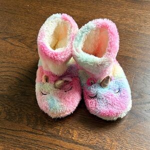 Unicorn Plush Kids Slippers - Pink and Multicolor